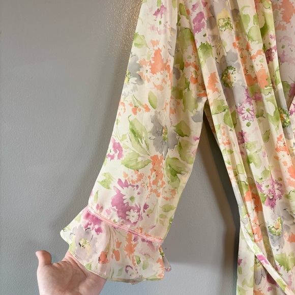 Vintage Oscar de la Renta Pink Label Medium Lightweight Robe Colorful Floral - Picture 2 of 6